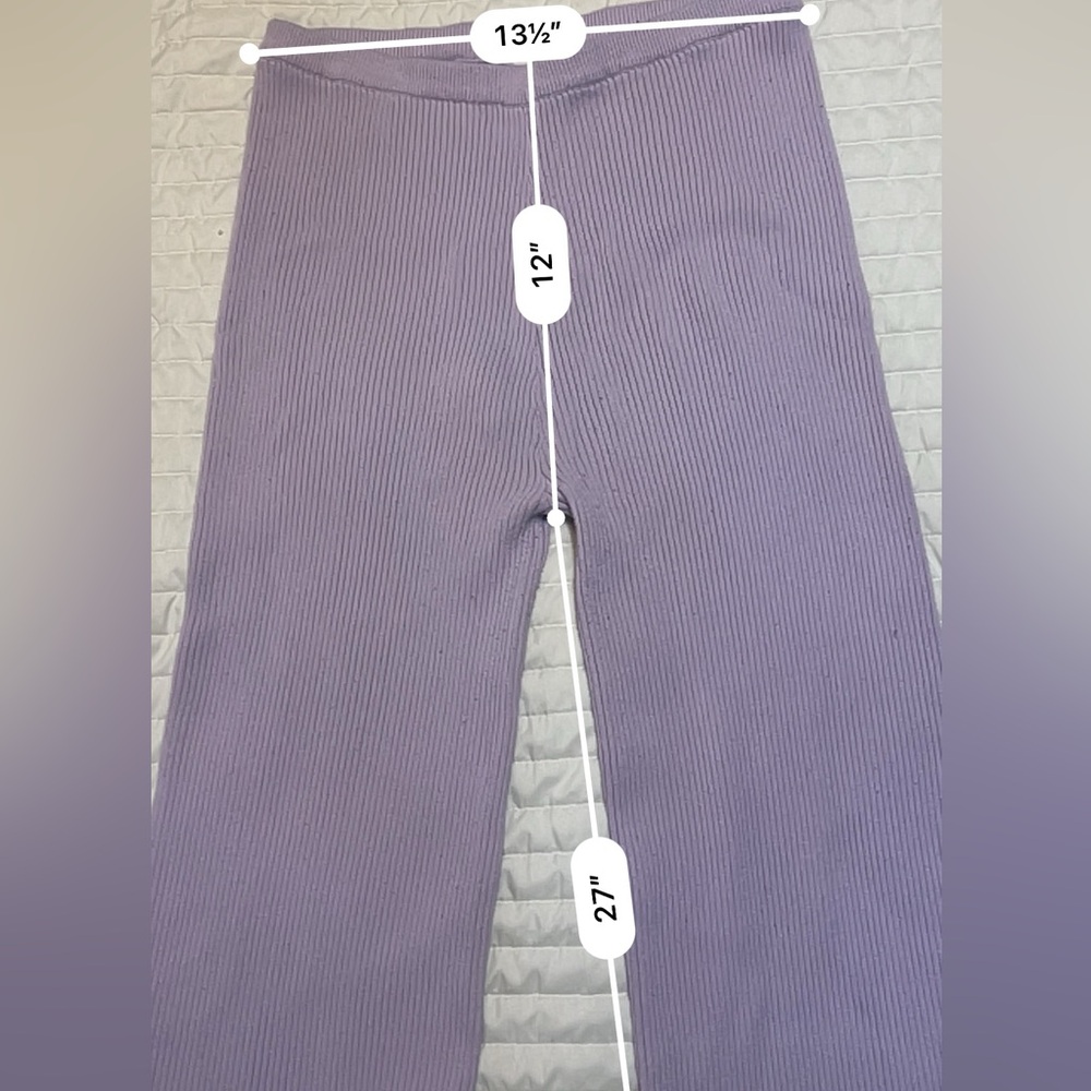 Find Me Now Cleo Ribbed Lavender Ruffle Knit Pants L - Picture 8 of 9